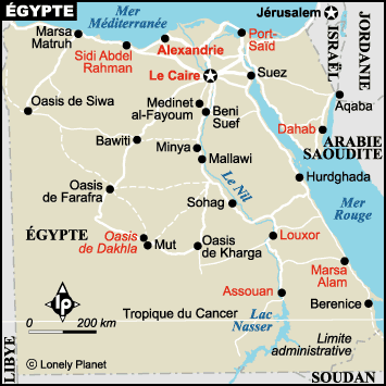 Carte de l'Égypte - Merci à Lonely Planet